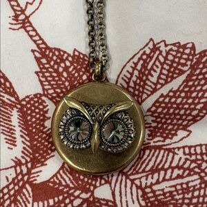 Fossil Owl Locket Necklace